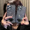 Luxury Triangle P Mobiltelefonfodral för iPhone 15 14 14Plus 14Pro 13 13Pro 12 Pro Max 11 Clear Glitter Rhine Stone Case Bling Shiney Cover iPhone14