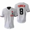 NCAA College NC State Baseball Jersey Turner Size S-3XL All ED Embrodery White Pullover