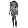 Dames Jumpsuits Rompertjes Dames Kleding 2022 Lente En Zomer Sexy Zwart Kant Lange mouw Met Handschoenen Doorzichtige Jumpsuit Bodycon Clubw