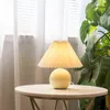 PHYVAL Korean Pleated Table Lamp Ceramicrattan Table Lamp For Living Room Home Decoration Tricolor LED Bulb Vintage Bedside Lamp H220423