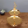 Other Festive & Party Supplies 1pcs Gold Plate Metal MINI Cake Stand Sweet Luxury Fruit Nut Tray Charger Plates For Home Wedding Delicate Ta