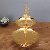 Andere feestelijke feestbenodigdheden 1 stks gouden plaat metalen mini cake stand zoete luxe fruit notenbladen lader borden voor huis bruiloft delicate ta