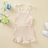 Ropa de diseñador para niñas Summer Rainbow Lace-up Tirantes Monos Onesies Casual Boutique Rompers Tank Top Shorts Sisters Wear B8100