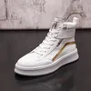 White PU Leather Men Sneakers Punk Casual Shoes Hip Hop Male High Tops Zip Ankle Boots Flats Zapatillas Hombre