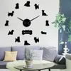 West Highland White Terrier Diy Giant Mirror Effect Arylic Art Pet Dog I Love My Westie Long Hands Wall Clock 220615