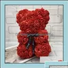 Ghirlande di fiori decorativi Forniture per feste festive Giardino domestico Rosa Orsacchiotto Regalo di San Valentino 25 cm Orsi di fiori Goccia artificiale Delive