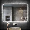 미러 직사각형 욕실 스마트 거울 3 개 컬러 LED 조명 안티 포그 메이크업 백라이트 5X 확대 디밍 허영 거울 모르러