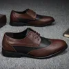 Zapatos De cuero De estilo italiano para Hombre, Zapatos con cordones y franjas De Color Vintage tallados, Zapatos De vestir De boda y negocios, Zapatos De Hombre