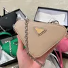 Designer triangle bags Women double layer mini tote one shoulder Genuine Leather Chains bag spring and summer handbag Purse 5 color 15cm