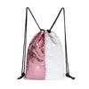 Sublimering Blank Magic Drawstring Bag Reversible Sequin Travel Outdoor Shoulderbag Square Shinny Ryggsäck