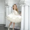 Girl's Dresses Ivory White Long Sleeve Girls Puffy Tulle Flower Girl Dress Kids Clothes Children Birthday Gown PographyGirl's