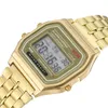 Armbanduhren Gold Silber Frauen Männer Uhr Led Digitaluhren Platz Damen Kleid Sport Damenuhr Hodinky Relogios Femini225u