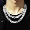 Kettingen Hip Hop Iced Out Chain Verharde Steentjes Ketting 15 MM Zilver Kleur Volledige Miami Curb Cubaanse Rapper Kettingen Voor Mannen JewelryChains