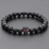 Charm Armband Classic Skull Men Armband Pave Cubic Zirconia Vintage 8mm Lava Stone Strand for Jewelry GiftCharm Lars22