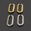 Edelstahl 18K vergoldete Creolen, klassische Mode, rechteckige V-Ohrringe, Designer für Frauen, europäischer Luxus-Schmuck, Geschenke