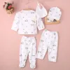 03m Yenidoğan Bebek UNISEX Giysileri İç çamaşırı Hayvan Baskı Gömlek ve Pantolon 2pcs Erkek Kızlar Pamuk Yumuşak297i355Z6564110