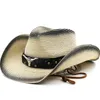 Summer Men Słomowe kapelusze western kowbojowy elegancki sombrero hombre cowgirl na zewnątrz Jazz Beach Hat