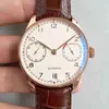 Lyxiga mens mekaniska klocka portugisiska 40mm herrpilot sju lämpliga riktiga bältesmätare för Berto Fino Swiss Es Brand Movement Luminous Wristwatch 1p