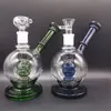 Cachimbos de água de vidro para narguilé verde azul 8,5 polegadas com pneu perc fêmea 18 mm pequenos cachimbos para fumar