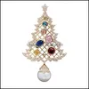 دبابيس دبابيس المجوهرات الموضة الكلاسيكية عيد الميلاد جودة عالية الجودة MTICOLOR MITICLOR Zirconia Pine Brooch Pin للرجل والنساء Drop Deliv