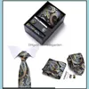 Neck Tie Set Ties Fashion Accessories Gift Box Custom Personalized Mens Hankie Cufflinks Sets Neckwear Paisley Cravats Striped Necktie For M