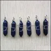 Charms Blue Sand Stone Pillar Shape Point Pendum Handmade Iron Wire Pendants For Fashion Jewelry Making Wholesale Drop Deliv Yydhhome Dha8W