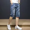 Herren Shorts Sommer Dünn Ripped Denim Jugend Trend Slim Stretch Blau Herren Hosen Kleidung HosenHerren