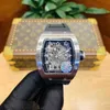 Watch Data Richa Mill RM010 W pełni automatyczny ruch mechaniczny Sapphire Mirror Importowane gumowe opaski zegarkowe Oryginalna klamra składana