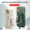 NEW 2022 Luxury Business Leather Crocodile Texture Cover Phone Case holder Wallet cases Wristband bracket For iPhone 13 12 11 mini Pro Max Xs Xr MOQ20
