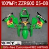 Injection Mold Bodys For KAWASAKI NINJA 600CC ZZR600 Yellow red 05 06 07 08 Bodywork 134No.56 100% Fit ZZR-600 600 CC 05-08 ZZR 600 2005 2006 2007 2008 OEM Fairings Kit