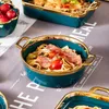 Nordic Ceramic Phnom Penh Bakeware Home High-End Salat Стейк Тарелка Бинауральная Выпечка Пан Рис Один Ручка Чаша Кухонная Посуда 220408