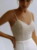 Elegante luxe Sexy Pearl Mermaid Trouwjurken Spaghetti Straps Sweetheart Parels Satijn Bruidsjurken Custom Made Dress Vestido de Novia