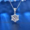 Sterling Zilveren Sneeuwvlok 1CT D Kleur VVS1 Echt Moissanite Lab Diamond 14K White Gold Hanger Ketting Dames Sieraden