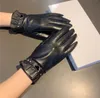 Triangle Five Finger Gloves Crinkled Cropped Thick Leather Gloves Fine Fleece Warm Waterproof Glove