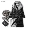 Women's Down Parkas Ftlzz Ultra Light Jacket Women Winter Double Sided Slim White Duck Coat Single Breasted Turtleneck Warm Luci22