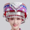 Hmong Miao Dance Hat for Women Party Tradycyjne czapki odzieżowe z akcesoriami Tassel Festival Performance Headwear Vintage 233L