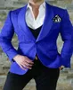 Marineblauwe vlinder Jacquard Groom Tuxedos in reliëf driedimensionaal patroon heren blazer trouwjurk prom kleding multi-colour optioneel