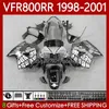 Carrosserie OEM pour HONDA VFR800RR Interceptor VFR 800RR 800 CC RR 1998-2001 128No.119 VFR-800 800CC VFR800R 1998 1999 2000 2001 VFR800 RR Noir blanc 98 99 00 01 Carénage