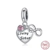 Ny S925 Sterling Silver Charms Diy Letter Pärled Womens älskar Lucky Pendant Original Lämplig för Pandora Armband Ladies Mom Jewelry Gift