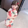 Vestidos de menina chineses estilo moderno crianças impressão sexy qipao top girl verão bebê tradicional cheongsam ano festas infantil coulgirl's