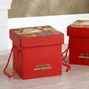 Gift Wrap 2pcs Xmas Candy Boxes Portable Christmas Santa Claus Containers With Rope Party FavorGift