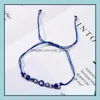 Turkije Blue Evil Eye Armband Vrouwen Handgemaakte Touw Ketting Kristal Kralen Armbanden Meisje Verjaardagsfeestje Sieraden Gift Drop Levering 202