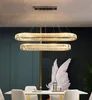 Lampadario di cristallo moderno ovale Lmap Decorazione della casa Soggiorno Illuminatore Decorazioni per la casa Illuminazione interna Lampade da cucina rettangolari