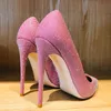 Tikicup Pink Sparkly Bling Womending High Heel Shoes 12cm 10cm 8cm 맞춤형 레이디 반짝이 펌프 드레스 플러스 크기 33-45220513