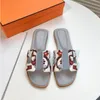 top quality women Beach slippers Summer fashion temperament woman flip flops leather lady Metal shoes Flat Ladies slide