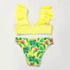 Fashion Girl Two-Pieces Vivid Swimsuit Flounce Designer Beachwear 8-16T Girls Cartoon Printed Bikinis