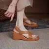 Robes chaussures de printemps sandales de peep pinge pour femmes pente talons féminité zapatillas mujer beach filles