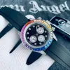 2023 Herrklocka Automatisk mekanisk rörelse klockor 40mm gummi/stål regnbåge diamant ram sapphire vattentäta armbandsur montre de luxe