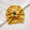 Ny modeblomma baby turban hatt spädbarn mjuka elastiska mössor mössa andningsbar fast färg baby flicka hattar för nyfödda