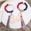 Factory direct selling wooden beads bracelet female personality wood chips can be printed mixed color elastic rope chain multi-color optional